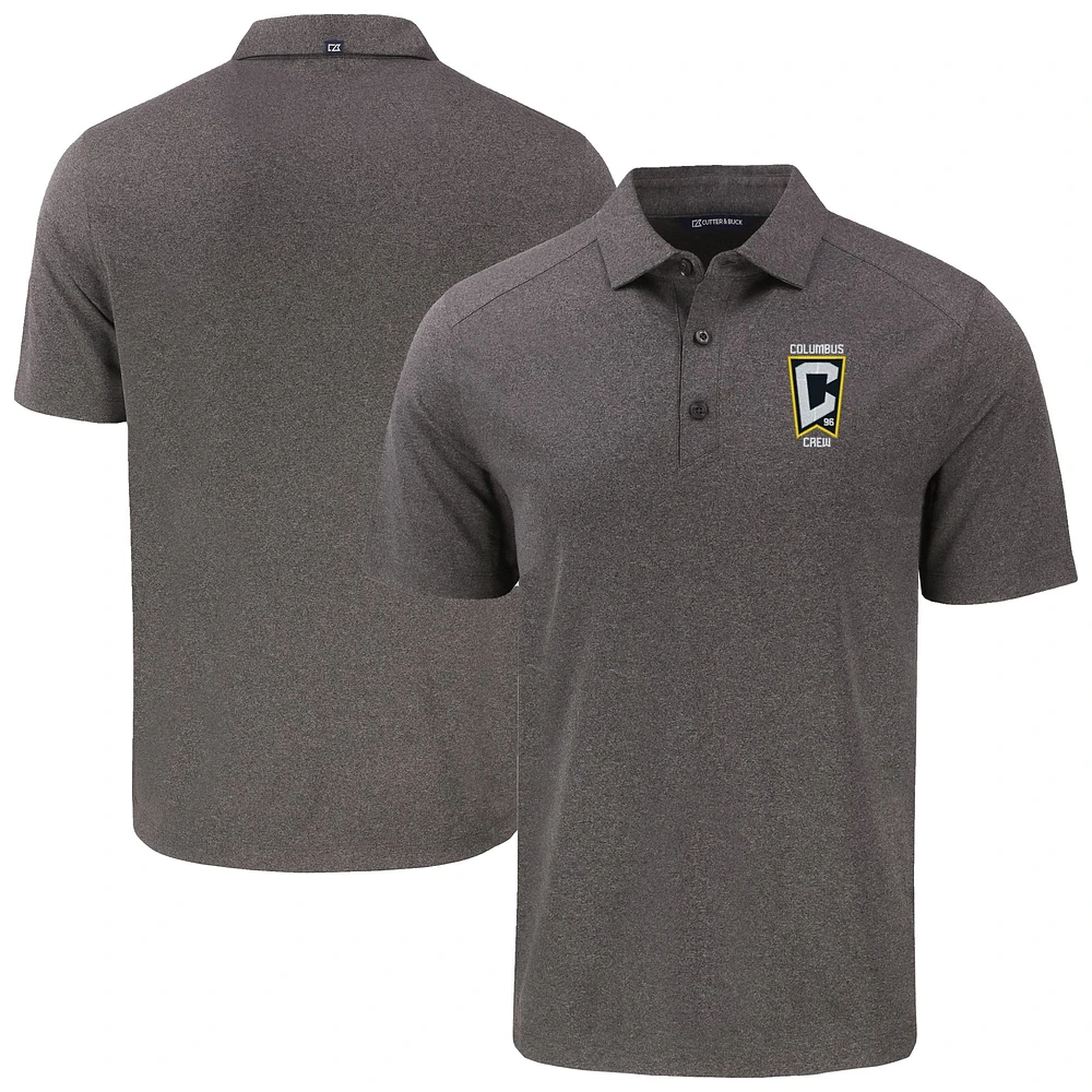 Men's Cutter & Buck Heather Black Columbus Crew Forge Eco Stretch Recycled Polo