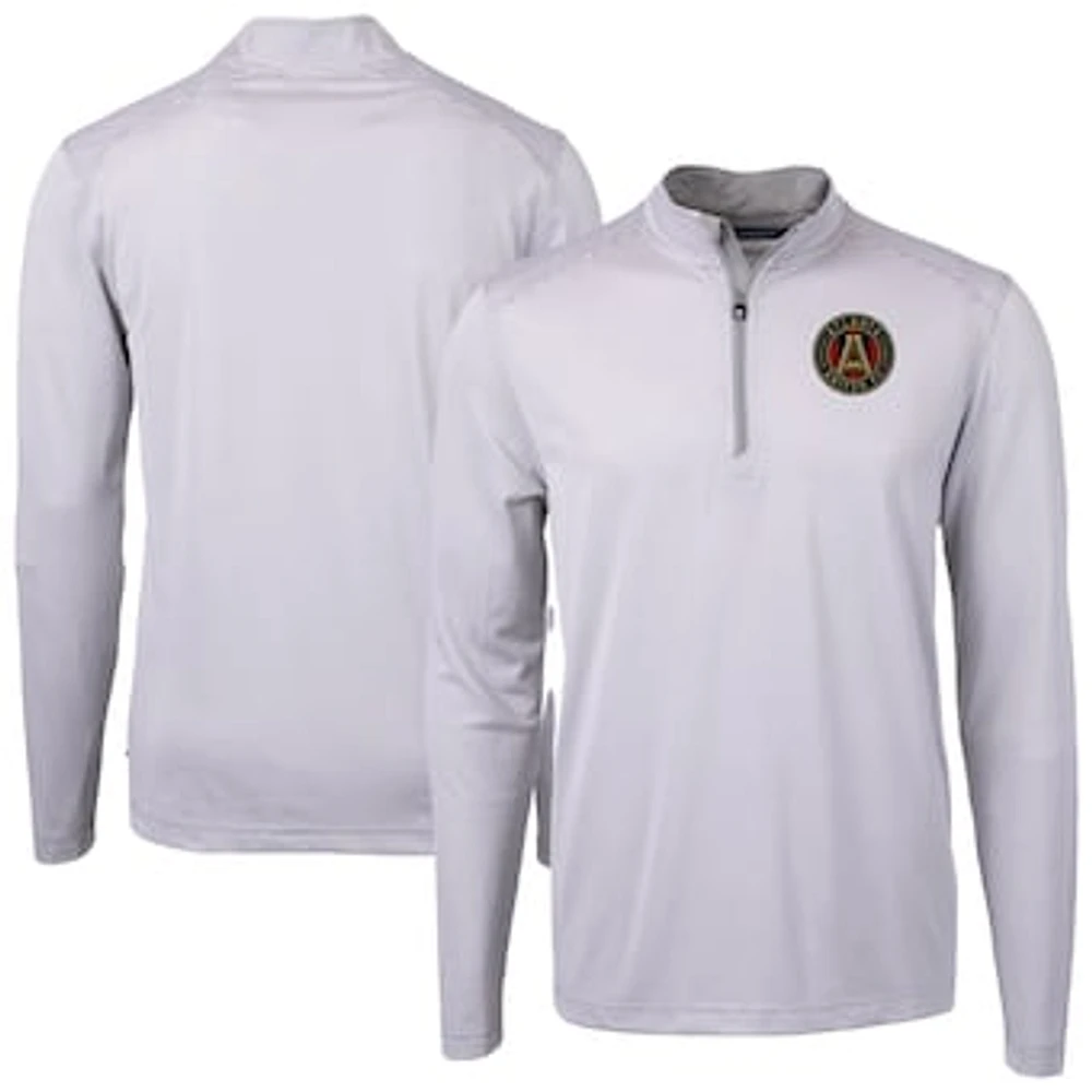 Men's Cutter & Buck Atlanta United FC Virtue Eco Pique Micro Stripe Recycled Quarter-Zip Pullover Top