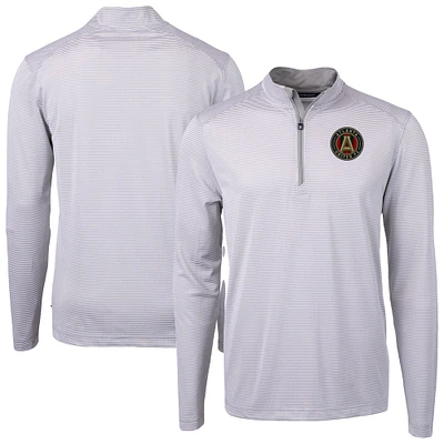 Men's Cutter & Buck Atlanta United FC Virtue Eco Pique Micro Stripe Recycled Quarter-Zip Pullover Top