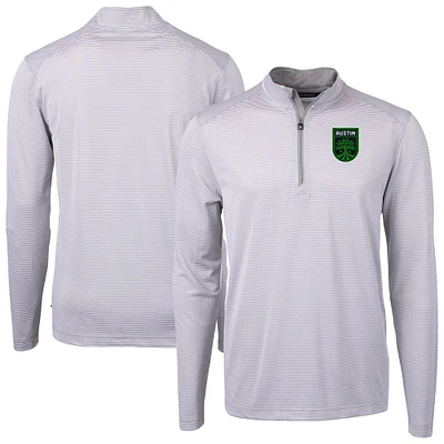 Men's Cutter & Buck Austin FC Virtue Eco Pique Micro Stripe Recycled Quarter-Zip Pullover Top