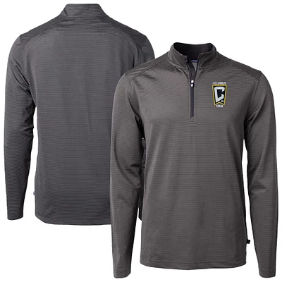 Men's Cutter & Buck Columbus Crew Virtue Eco Pique Micro Stripe Recycled Quarter-Zip Pullover Top
