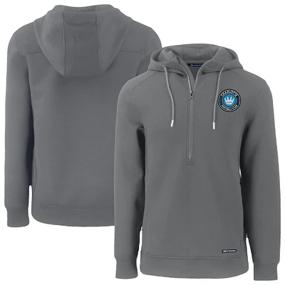 Men's Cutter & Buck Gray Charlotte FC Roam Eco Half-Zip Recycled Pullover Hoodie