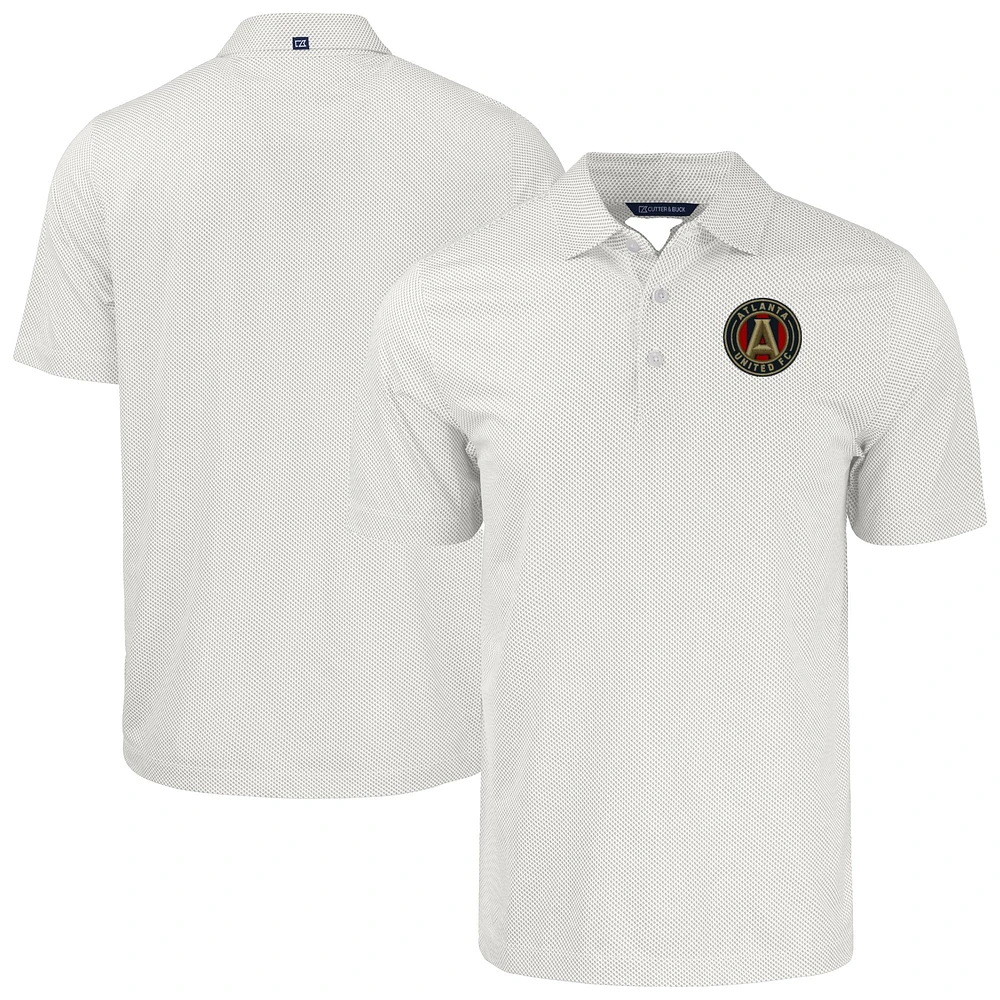 Men's Cutter & Buck White/Gray Atlanta United FC Pike Eco Symmetry Print Stretch Recycled Polo