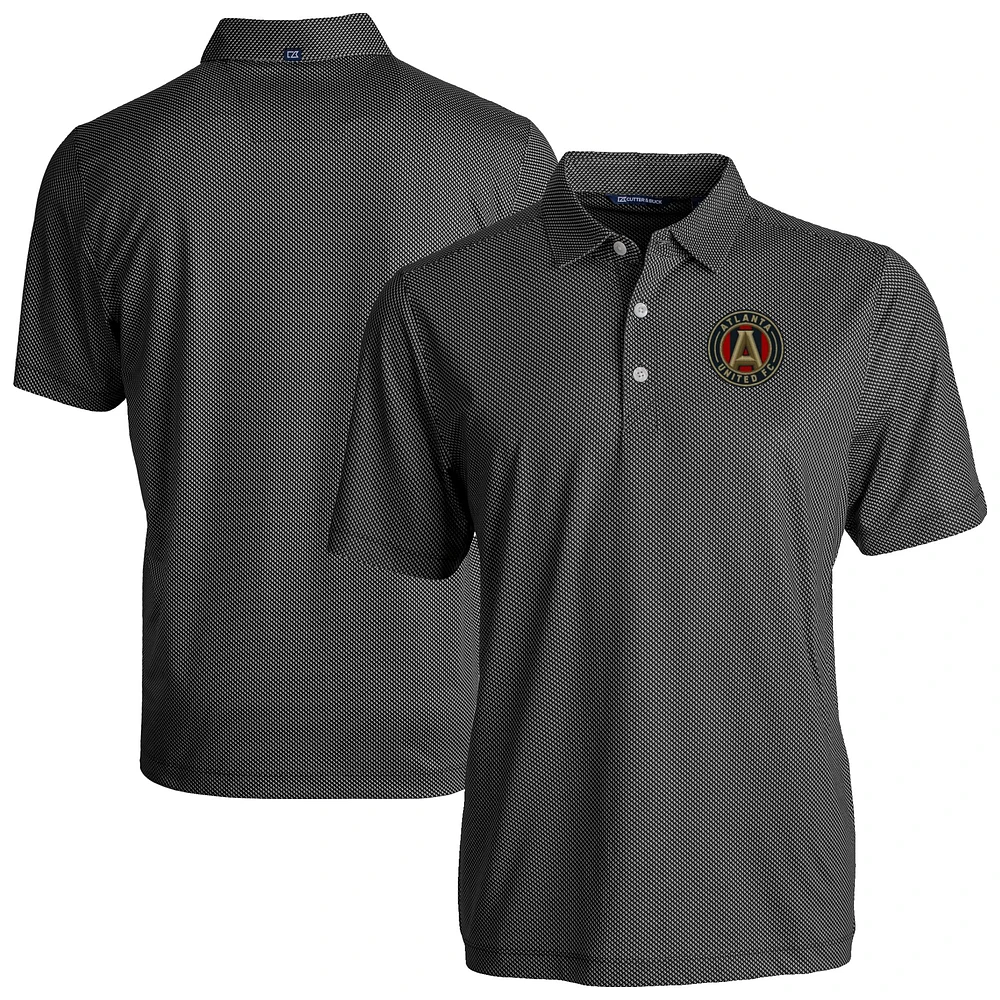 Men's Cutter & Buck Black/White Atlanta United FC Pike Eco Symmetry Print Stretch Recycled Polo