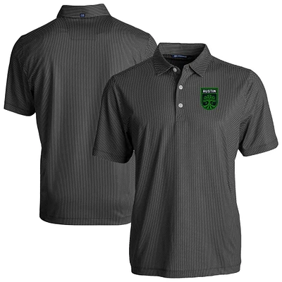 Men's Cutter & Buck Black/White Austin FC Pike Eco Symmetry Print Stretch Recycled Polo