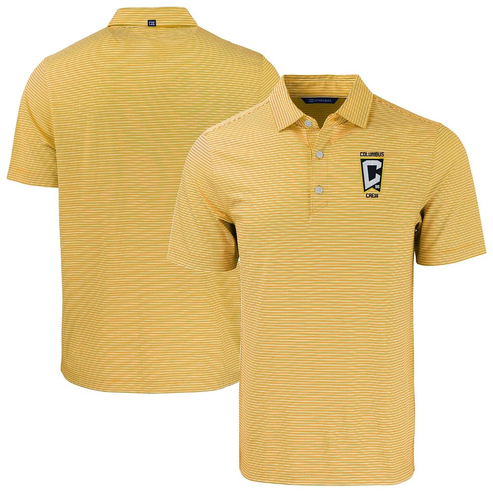 Men's Cutter & Buck Gold/White Columbus Crew Forge Eco Double Stripe Stretch Recycled Polo