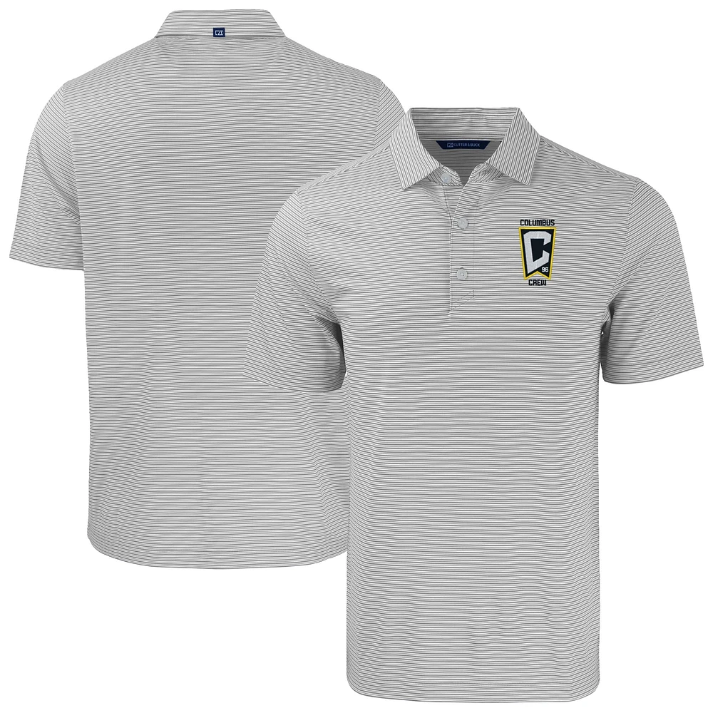 Men's Cutter & Buck /White Columbus Crew Forge Eco Double Stripe Stretch Recycled Polo
