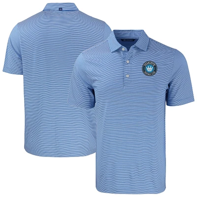 Men's Cutter & Buck Blue Charlotte FC Forge Eco Double Stripe Stretch Recycled Polo