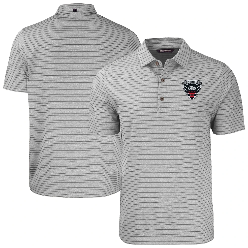 Men's Cutter & Buck Heather Gray D.C. United Forge Eco Stripe Stretch Recycled Polo