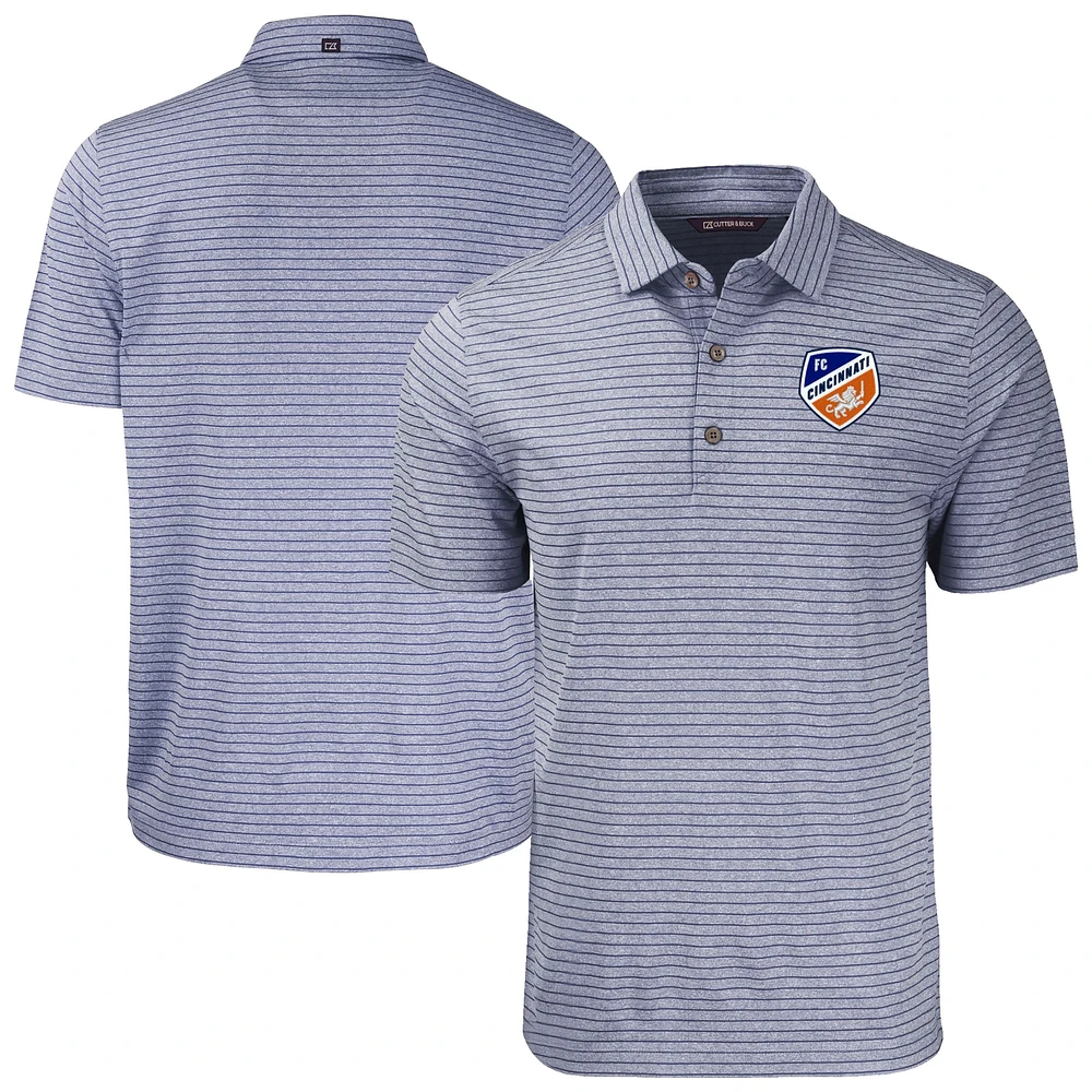 Men's Cutter & Buck Heather Navy FC Cincinnati Forge Eco Stripe Stretch Recycled Polo