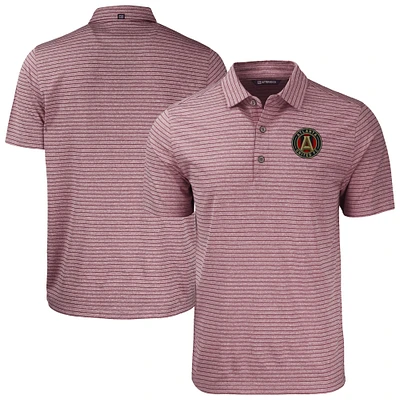 Men's Cutter & Buck Heather Maroon Atlanta United FC Forge Eco Stripe Stretch Recycled Polo