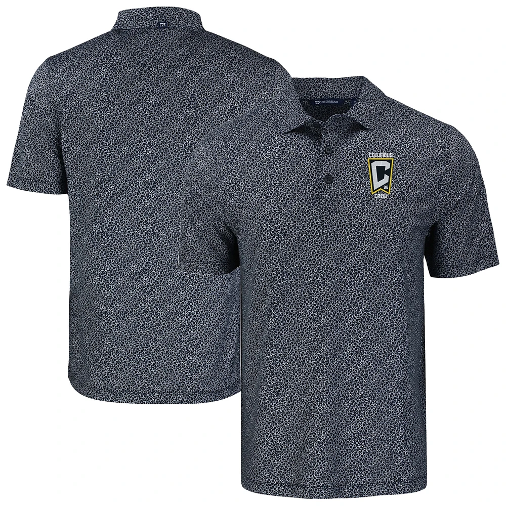 Men's Cutter & Buck Black Columbus Crew Pike Eco Pebble Print Stretch Recycled Polo