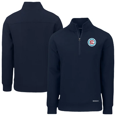 Men's Cutter & Buck Navy Chicago Fire Roam Eco Recycled Quarter-Zip Pullover Top