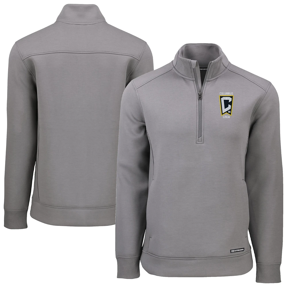 Men's Cutter & Buck Gray Columbus Crew Roam Eco Recycled Quarter-Zip Pullover Top