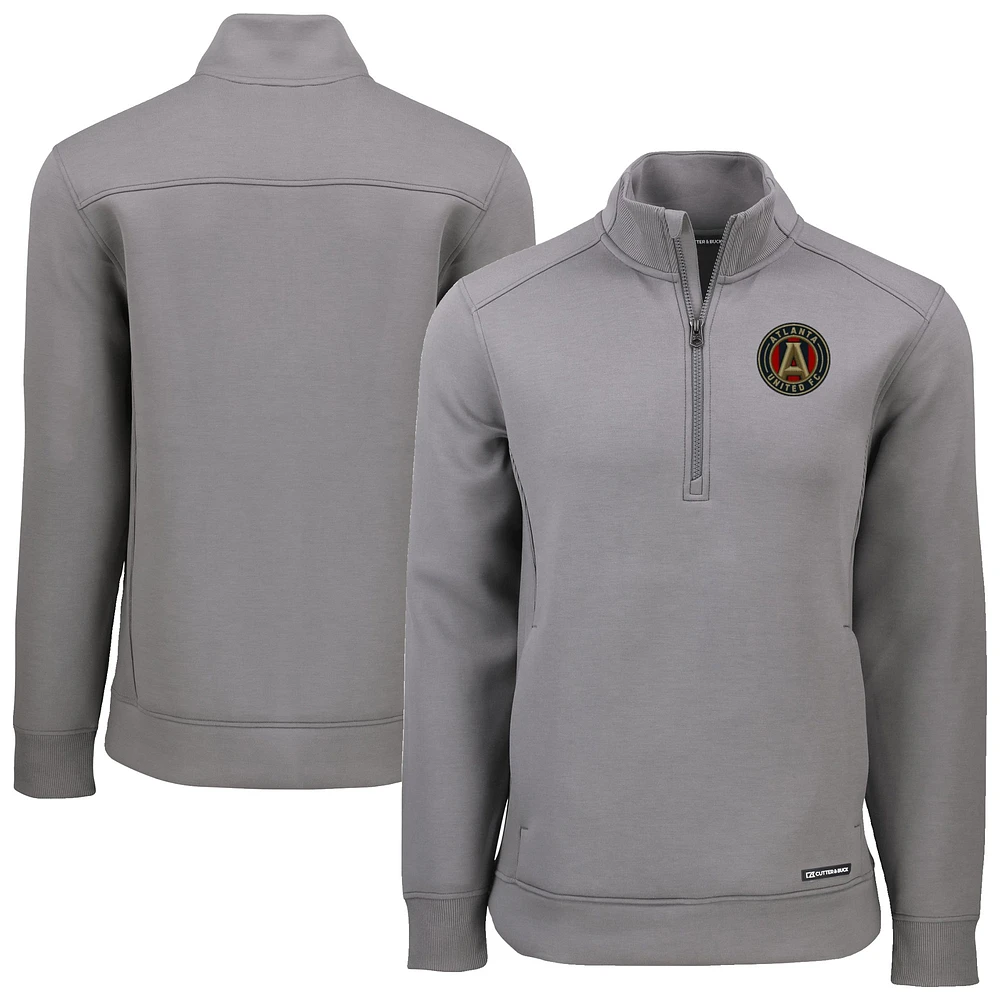 Men's Cutter & Buck Gray Atlanta United FC Roam Eco Recycled Quarter-Zip Pullover Top
