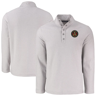 Men's Cutter & Buck Atlanta United FC Hunts Point Eco Textured Fleece Recycled Quarter-Snap Pullover