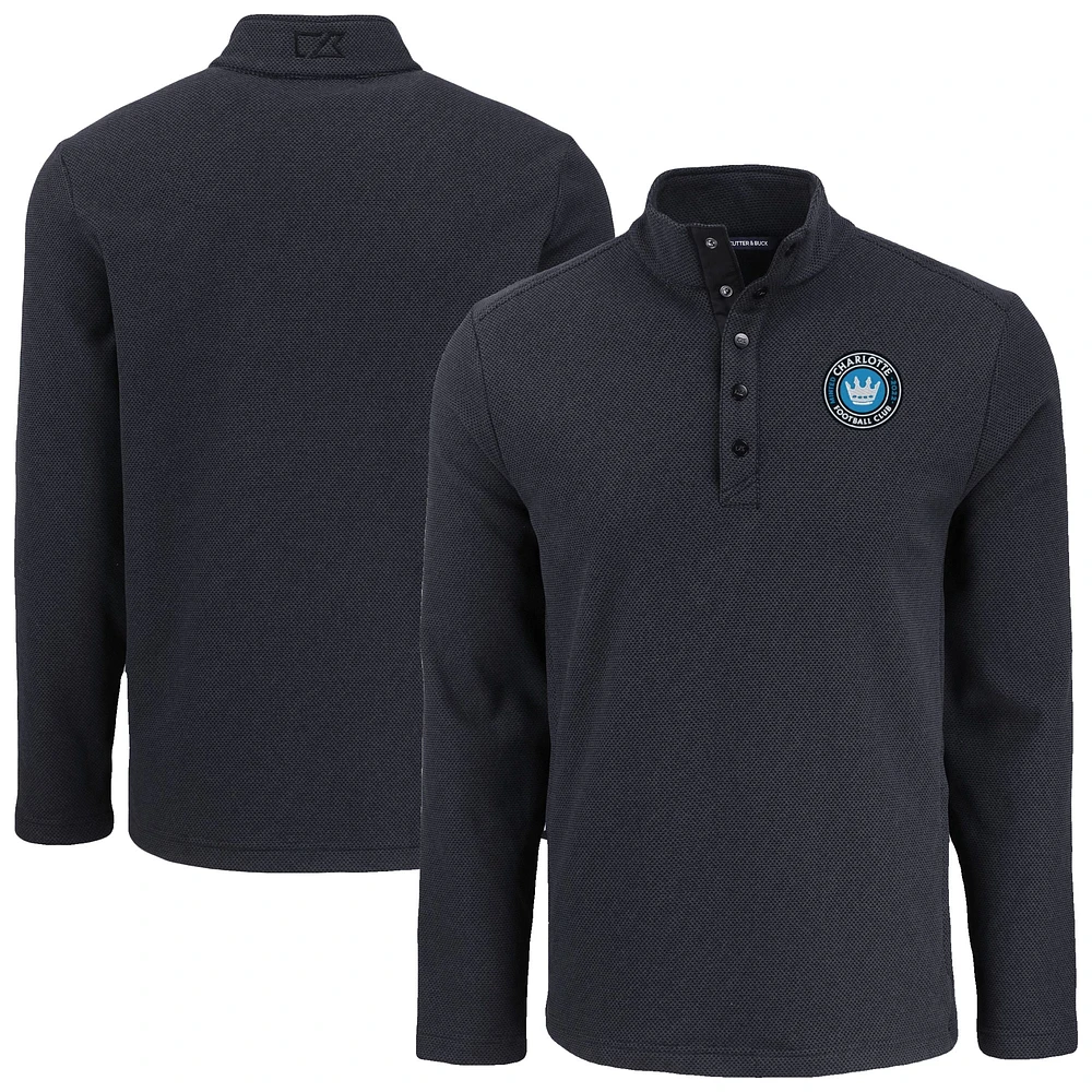 Men's Cutter & Buck Charlotte FC Hunts Point Eco Textured Fleece Recycled Quarter-Snap Sweatshirt