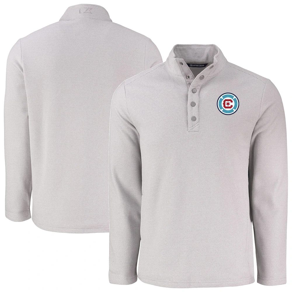 Men's Cutter & Buck Chicago Fire Hunts Point Eco Textured Fleece Recycled Quarter-Snap Sweatshirt