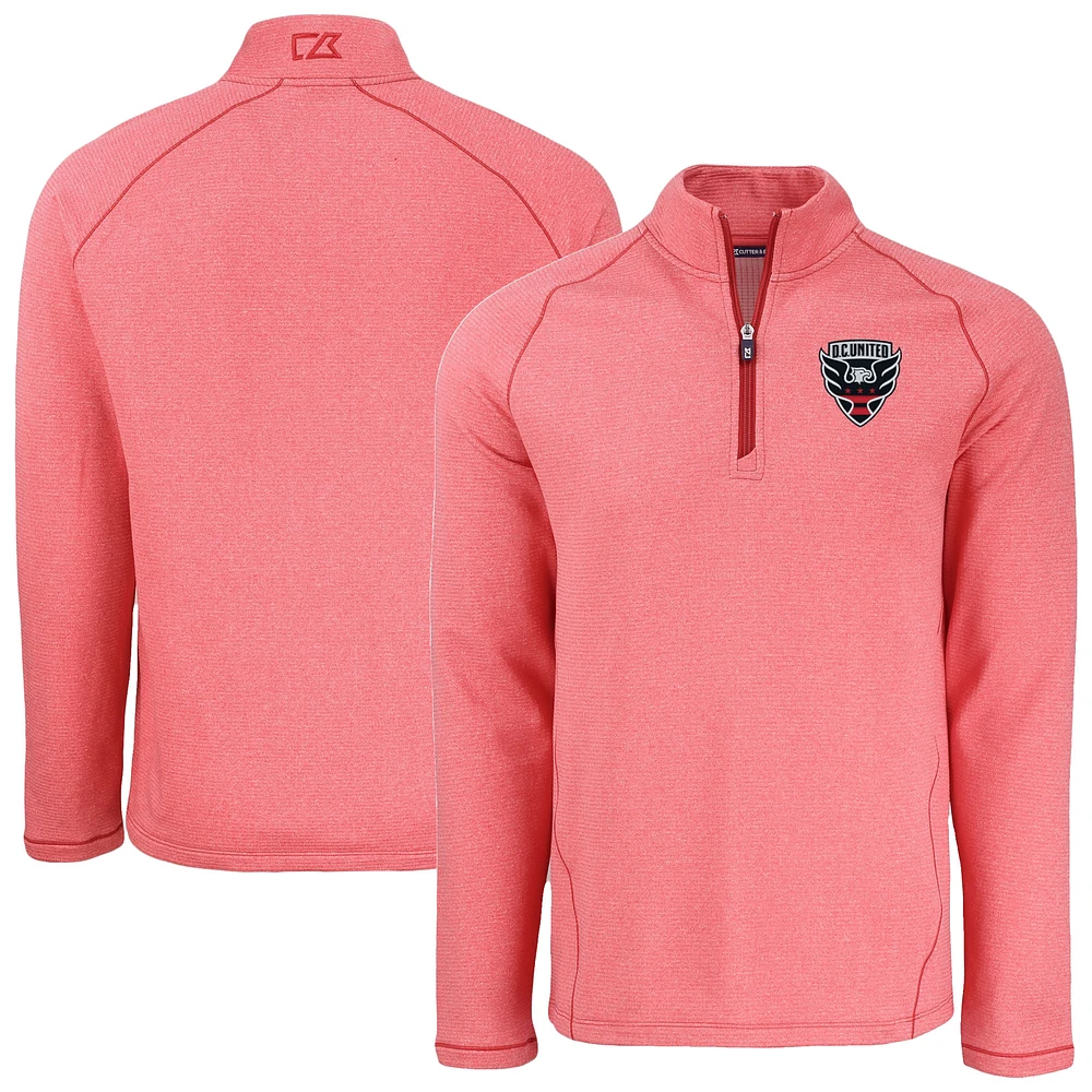 Men's Cutter & Buck Heather D.C. United Peshastin Eco Fleece Recycled Quarter-Zip Pullover Top