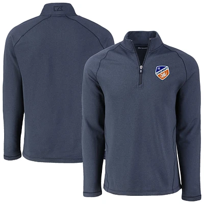 Men's Cutter & Buck Heather Navy FC Cincinnati Peshastin Eco Fleece Recycled Quarter-Zip Pullover Top