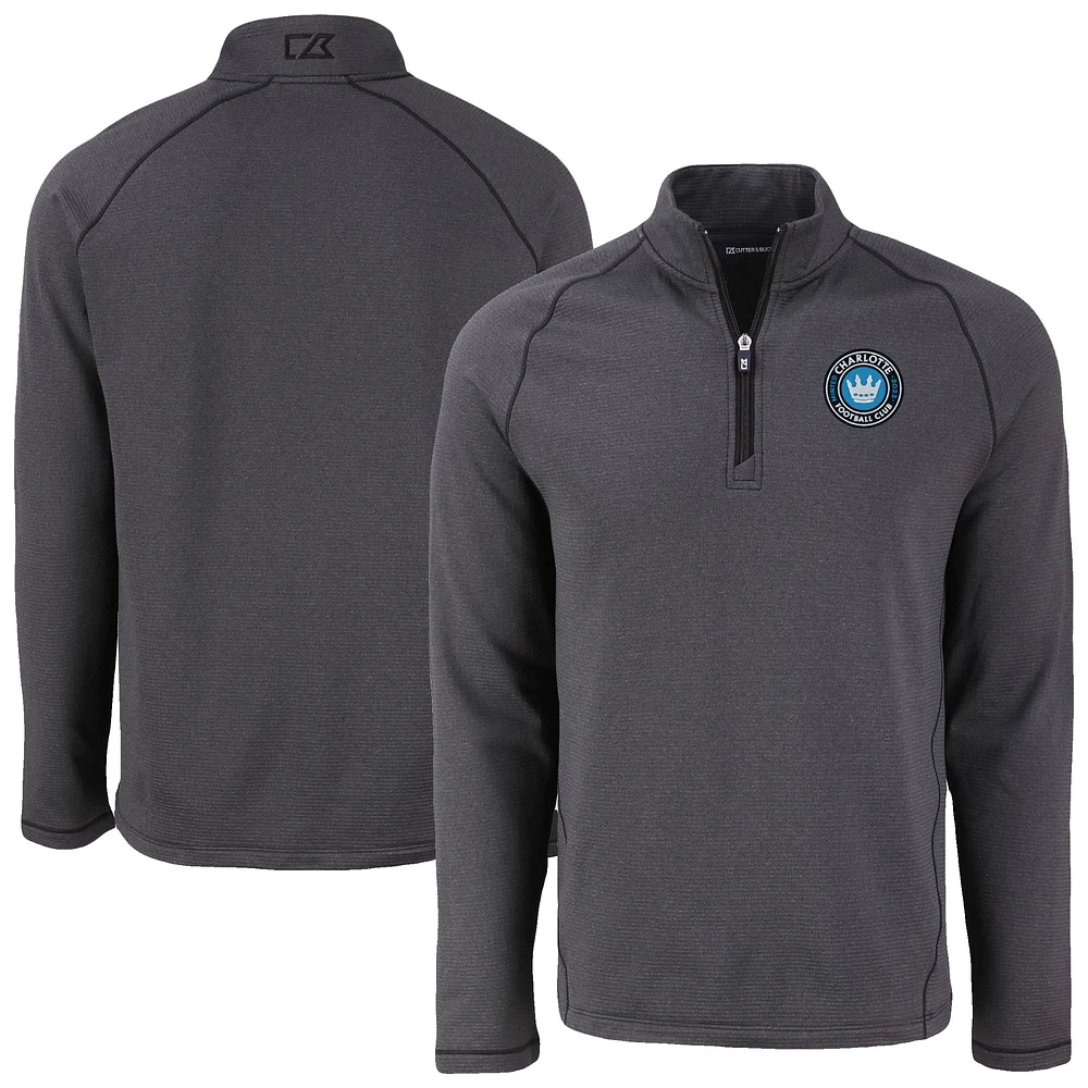 Men's Cutter & Buck Heather Charlotte FC Peshastin Eco Fleece Recycled Raglan Quarter-Zip Top