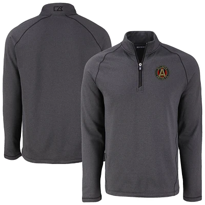 Men's Cutter & Buck Heather Atlanta United FC Peshastin Eco Fleece Recycled Quarter-Zip Pullover Top