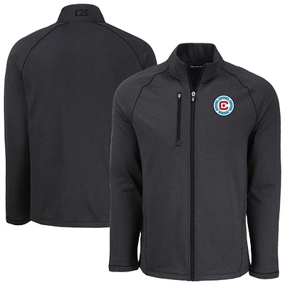 Men's Cutter & Buck Heather Chicago Fire Peshastin Eco Fleece Recycled Raglan Full-Zip Jacket