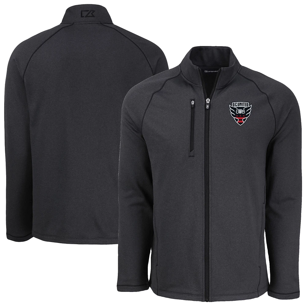 Men's Cutter & Buck Heather Black D.C. United Peshastin Eco Fleece Recycled Full-Zip Jacket