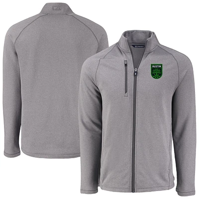 Men's Cutter & Buck Heather Gray Austin FC Peshastin Eco Fleece Recycled Full-Zip Jacket