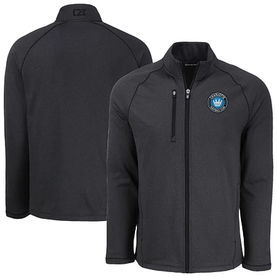 Men's Cutter & Buck Heather Charlotte FC Peshastin Eco Fleece Recycled Raglan Full-Zip Jacket