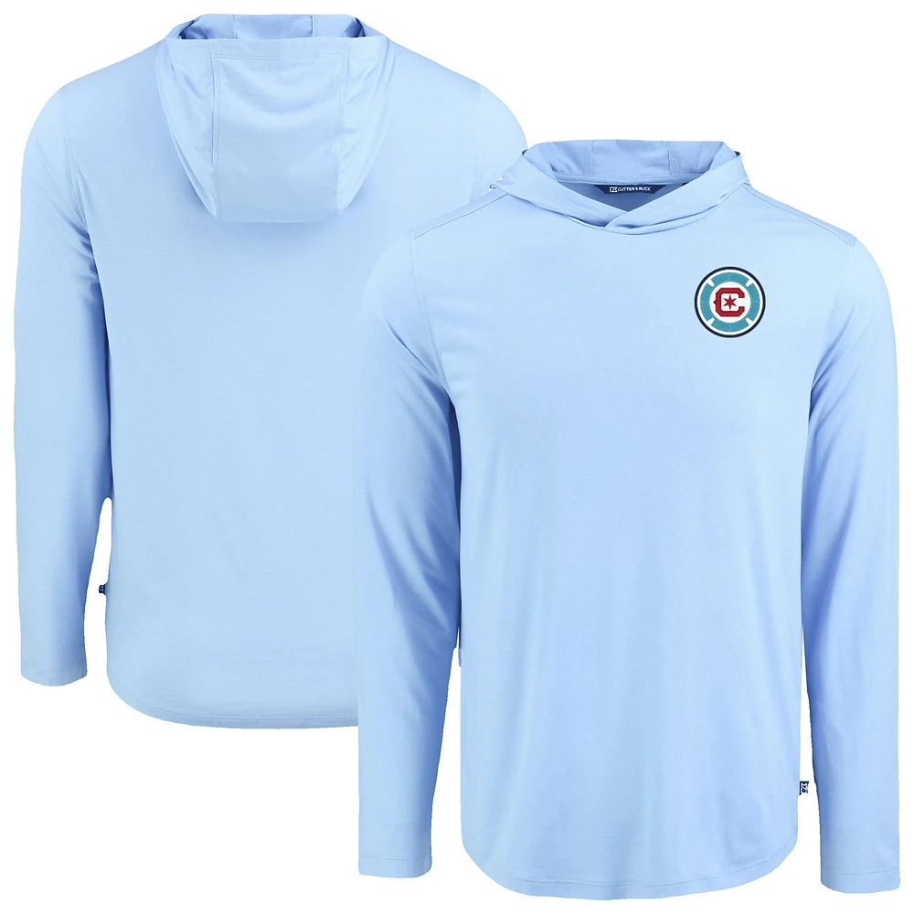 Men's Cutter & Buck Powder Blue Chicago Fire Coastline Epic Comfort Eco Recycled Long Sleeve Hoodie T-Shirt