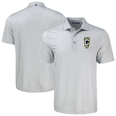 Men's Cutter & Buck Gray Columbus Crew Pike Eco Shadow Check Print Recycled Polo