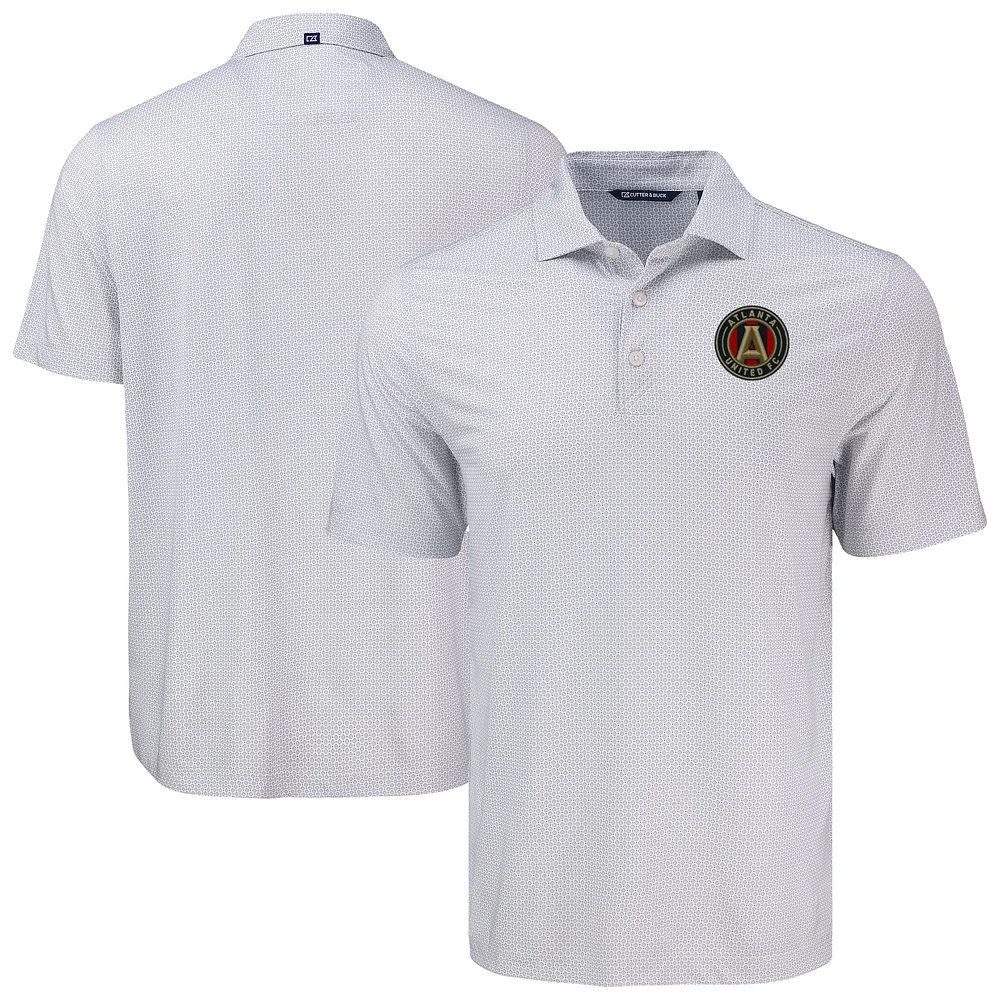Men's Cutter & Buck Gray Atlanta United FC Pike Eco Diamond Dot Print Recycled Polo