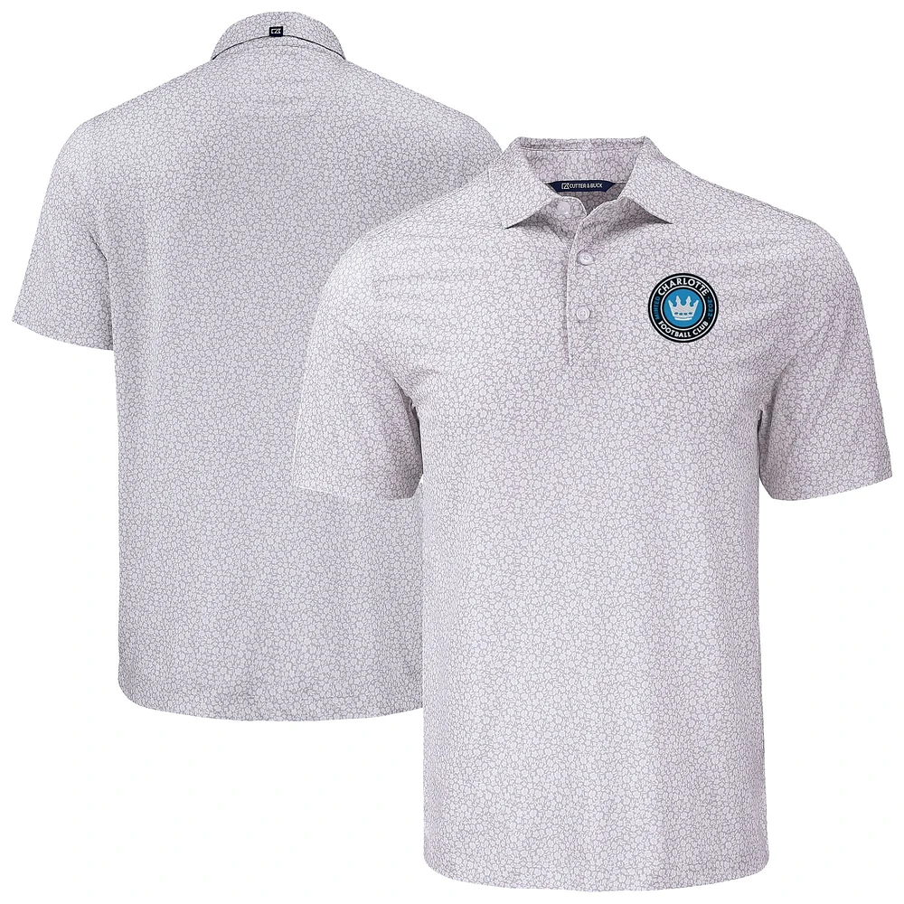 Men's Cutter & Buck Gray Charlotte FC Pike Eco Flora Print Recycled Polo
