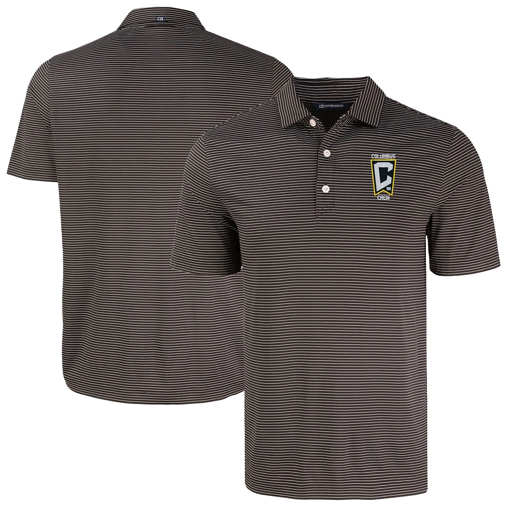 Men's Cutter & Buck /White Columbus Crew Forge Eco Fine Line Stripe Stretch Recycled Polo
