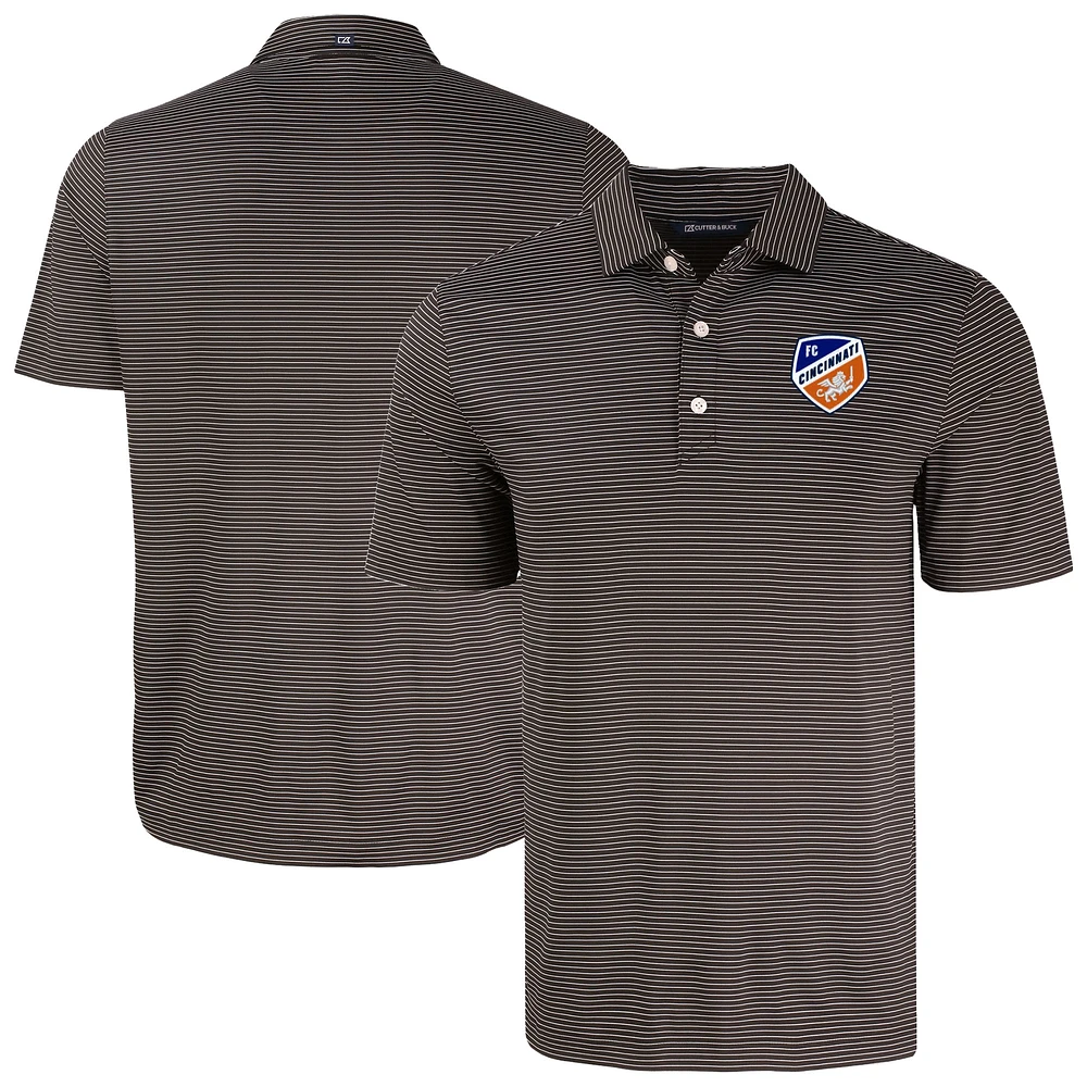 Men's Cutter & Buck /White FC Cincinnati Forge Eco Fine Line Stripe Stretch Recycled Polo