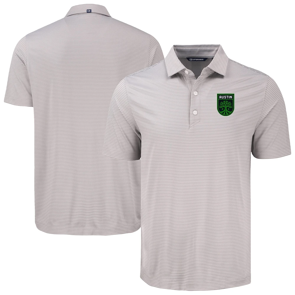 Men's Cutter & Buck /White Austin FC Forge Eco Fine Line Stripe Stretch Recycled Polo
