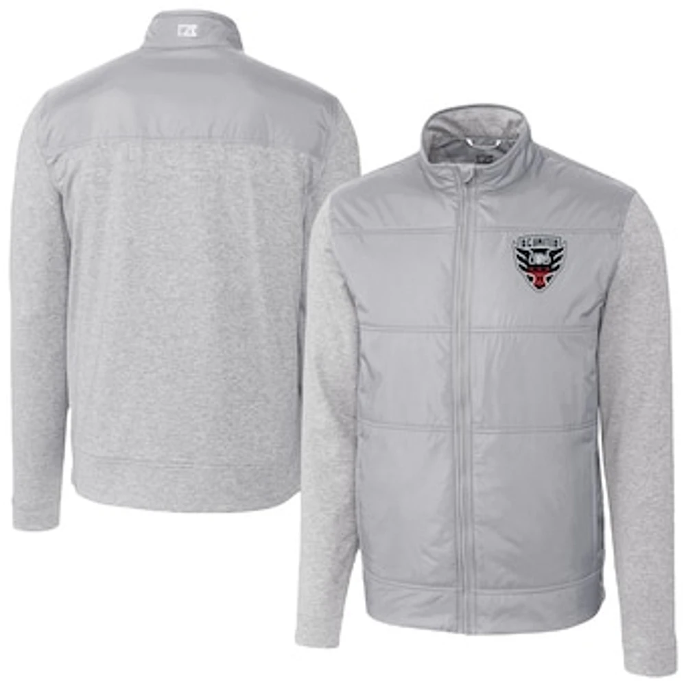 Men's Cutter & Buck Gray D.C. United Stealth Hybrid Quilted Full-Zip Windbreaker Jacket