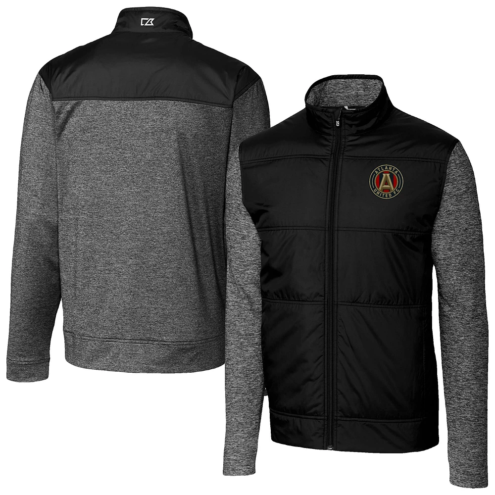 Men's Cutter & Buck Black Atlanta United FC Stealth Hybrid Quilted Full-Zip Windbreaker Jacket