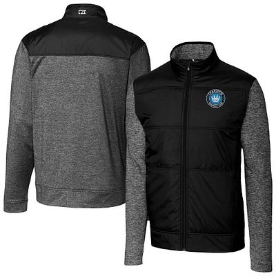 Men's Cutter & Buck Charlotte FC Stealth Hybrid Quilted Full-Zip Windbreaker Jacket
