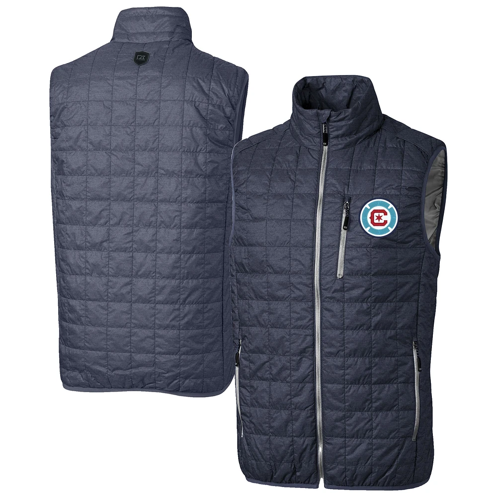 Men's Cutter & Buck Anthracite Chicago Fire Rainier PrimaLoft Eco Insulated Full-Zip Puffer Vest