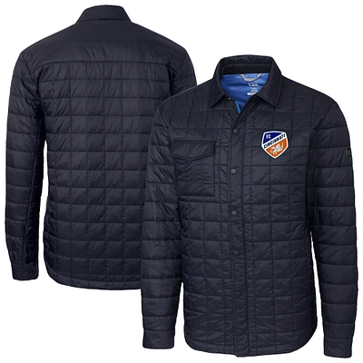 Men's Cutter & Buck Navy FC Cincinnati Rainier PrimaLoft Eco Insulated Quilted Button-Up Shirt Jacket