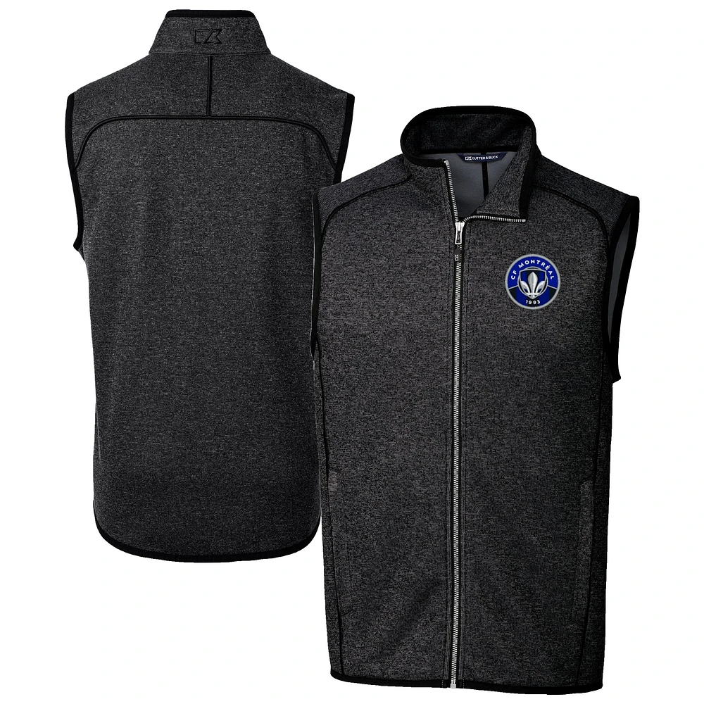 Men's Cutter & Buck Heather Charcoal CF Montreal Mainsail Sweater-Knit Full-Zip Vest