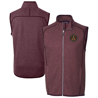 Men's Cutter & Buck Heather Maroon Atlanta United FC Mainsail Sweater-Knit Full-Zip Vest