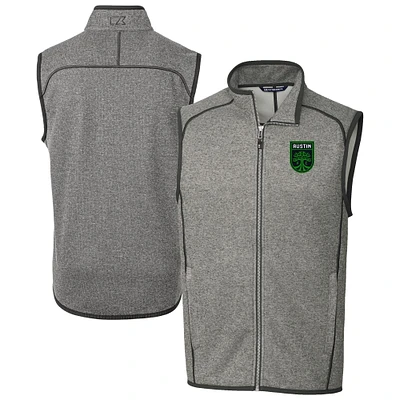 Men's Cutter & Buck Heather Gray Austin FC Mainsail Sweater-Knit Full-Zip Vest