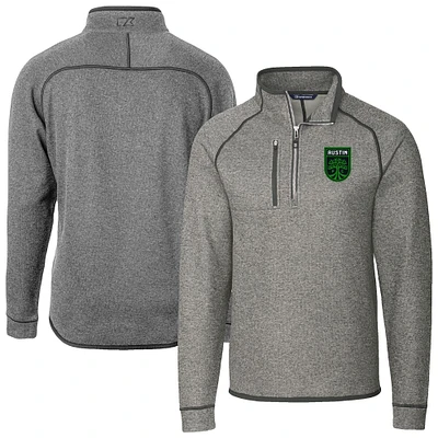 Men's Cutter & Buck Heather Gray Austin FC Mainsail Sweater-Knit Half-Zip Jacket