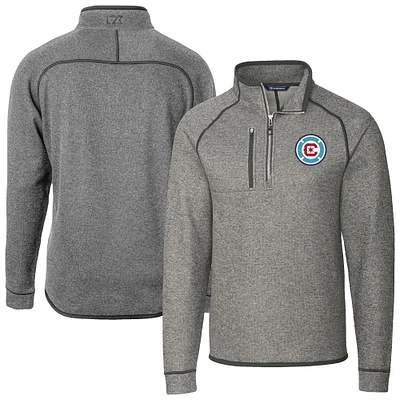 Men's Cutter & Buck Heather Gray Chicago Fire Mainsail Sweater-Knit Half-Zip Jacket