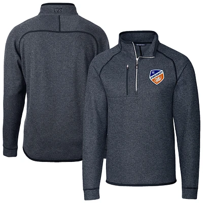 Men's Cutter & Buck Heather Navy FC Cincinnati Mainsail Sweater-Knit Half-Zip Jacket