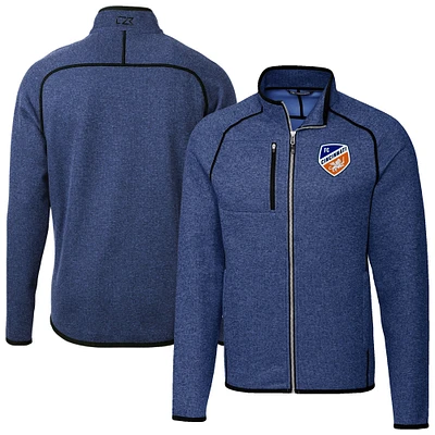 Men's Cutter & Buck Heather FC Cincinnati Mainsail Sweater-Knit Full-Zip Jacket