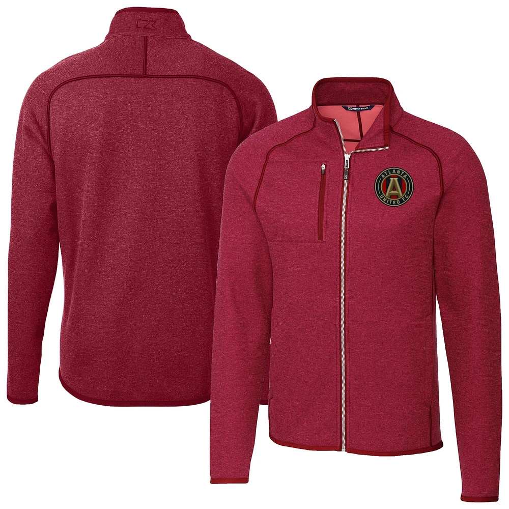 Men's Cutter & Buck Heather Atlanta United FC Mainsail Sweater-Knit Full-Zip Jacket